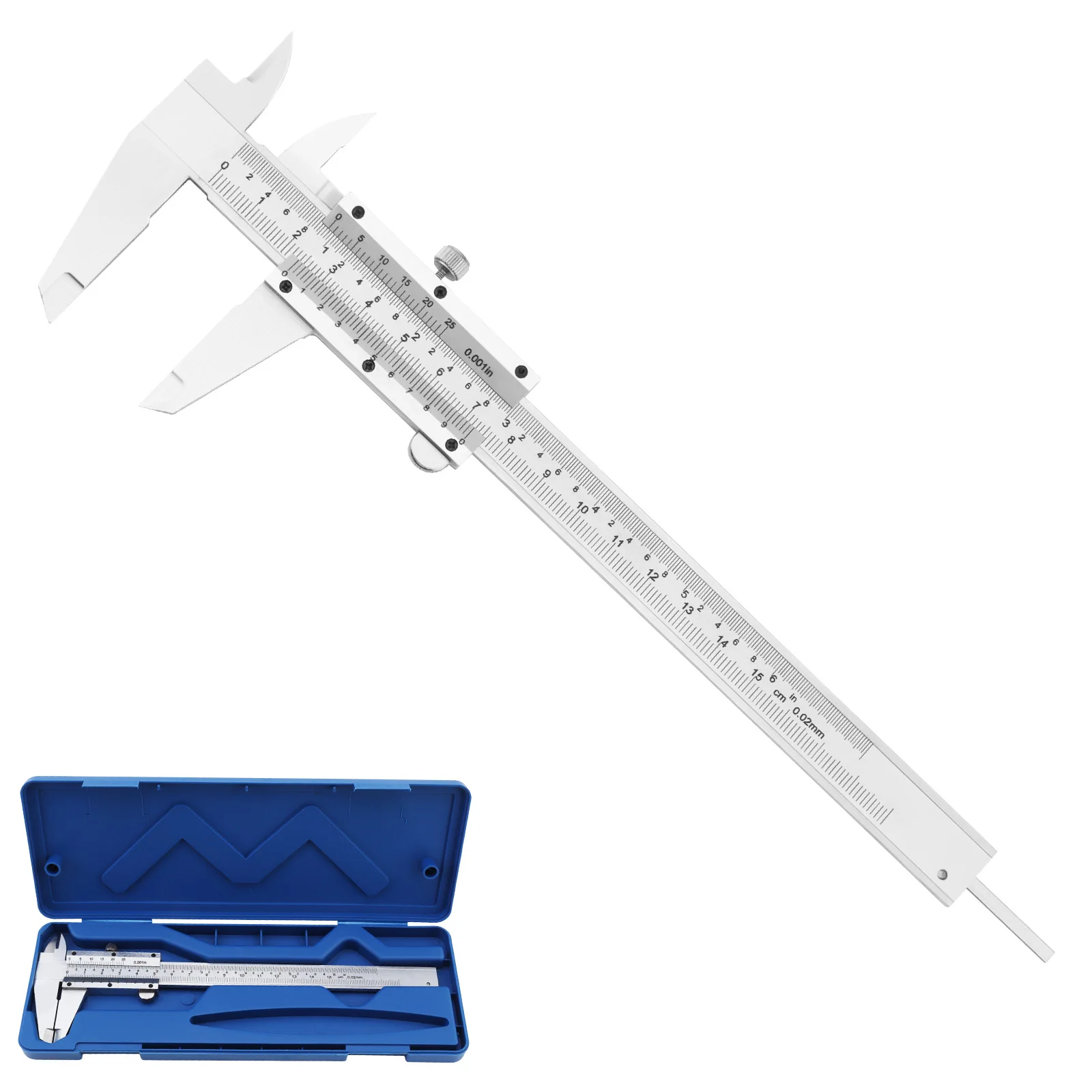 Pied à coulisse robuste en acier au carbone trempé, avec double échelle métrique et impériale de 0 à 150 mm, et boîte en plastique, pied à coulisse à glissière amélioré
