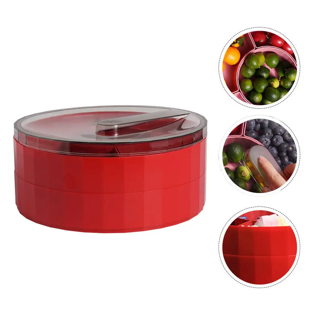 

1Pcs Double-Layer Fruit Tray with Lid Multi-Compartment Snack Organizer for Sweets Biscuits Dried Fruits Chocolate Desktop