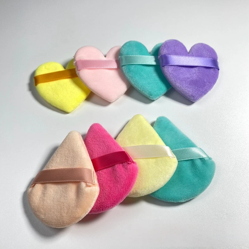 Esponja flocada de cristal Triangular, terciopelo corto, cojín de aire de maquillaje, Puff Triangular para polvo