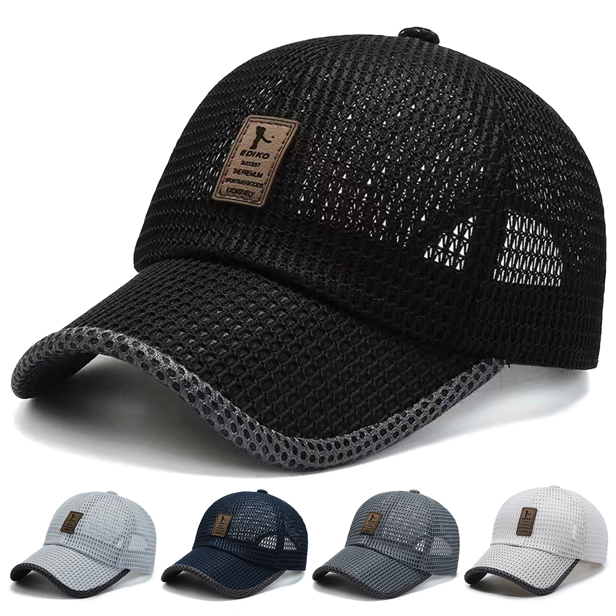 Unisex Label Mesh Atmungsaktive Baseballkappen Frühling und Sommer Outdoor Verstellbare Freizeithüte Sonnenschutzhut Sportkappe – Detail 1