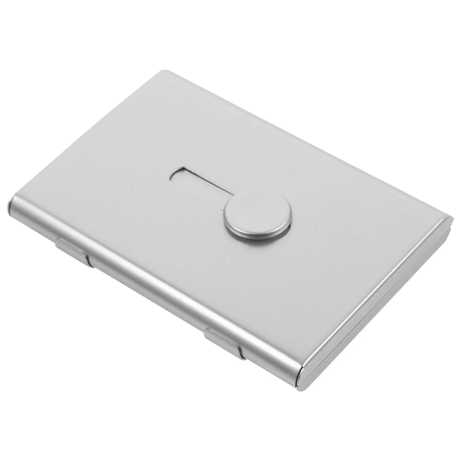Professional Aluminium Business Card Holder Compact Slide Out Metal Cards Organizer for Business Credit Id Cards Money Office