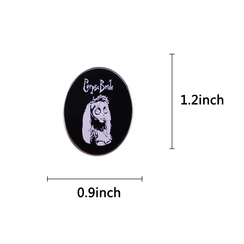 Corpse Bride Emily Comic Enamel Pin Gothic Girl Halloween Decor Brooch Horror Movie Jewelry view 2