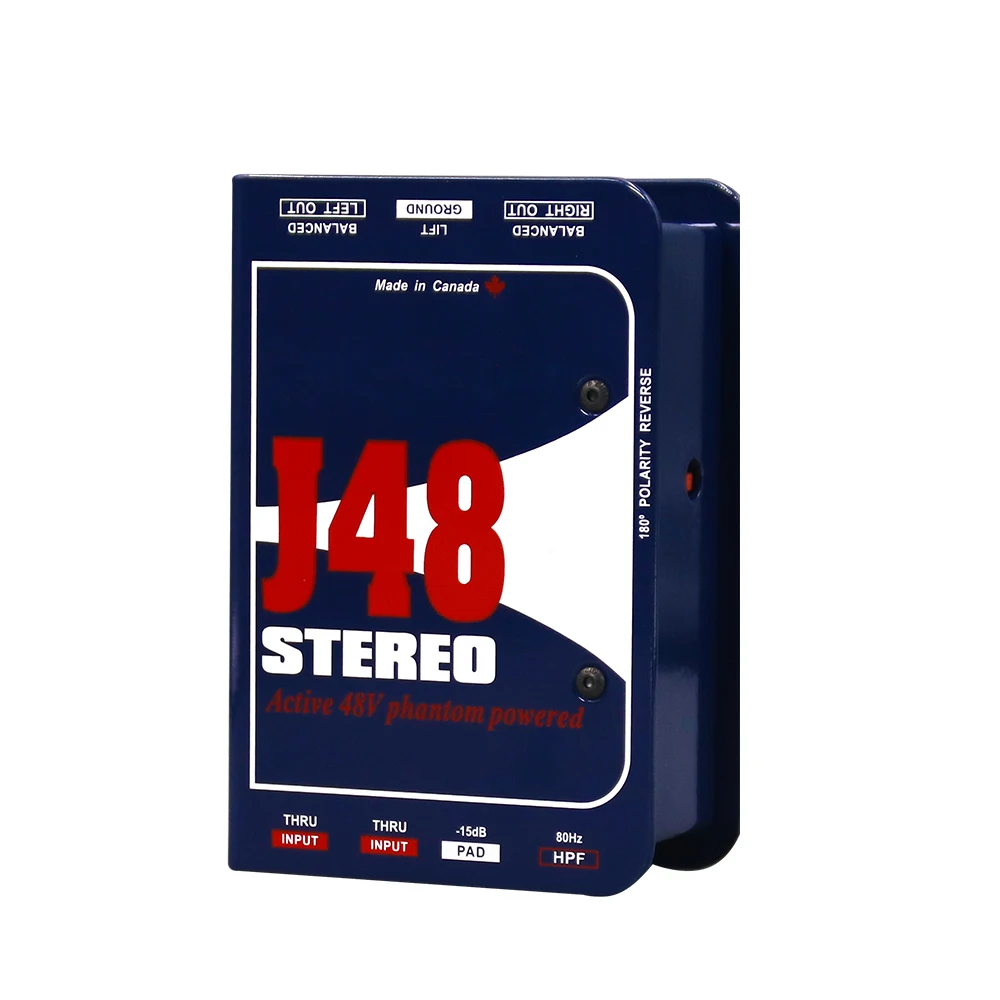 J48 Stereo Active DI Box With 48V Phantom Power for Professional Studio Balanced Audio Signal Splitting