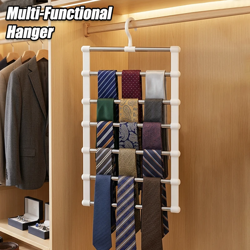 

Pants Hangers Space Saving, 5/7 Layers Space Saving Hangers, Sturdy Stainless Steel Pant Rack with Anti-Slip Swing Arm