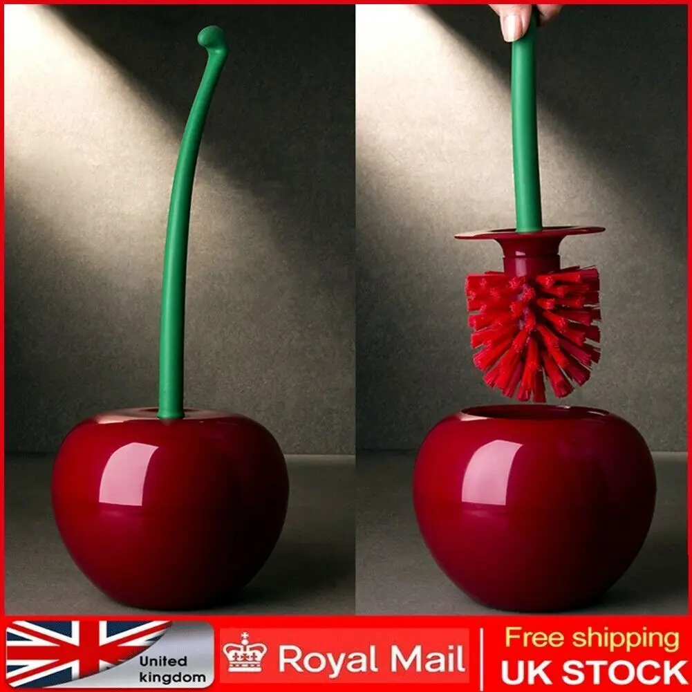 Cherry Shaped Toilet And Holder Set Standing WC Bathroom Cleaning Brush UK