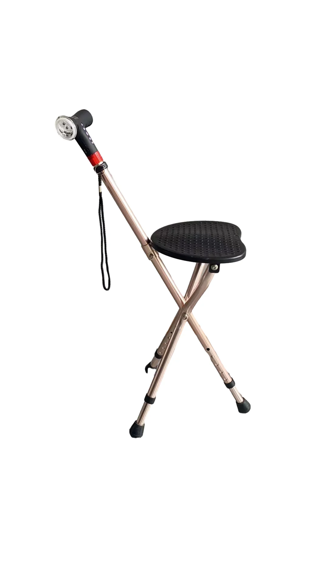 Rehabilitation Device Folding Cane Chair With Radio Alarm Foldable Multifunctional Crutches Aluminum With Prosthetic Tools