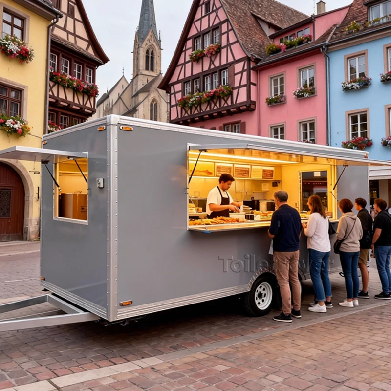 

Vintage Fibergexpandable Food Trailer Hot Dog Waffle Food Truck Food Truck Trailer with Full Kitchen with Heating and Air