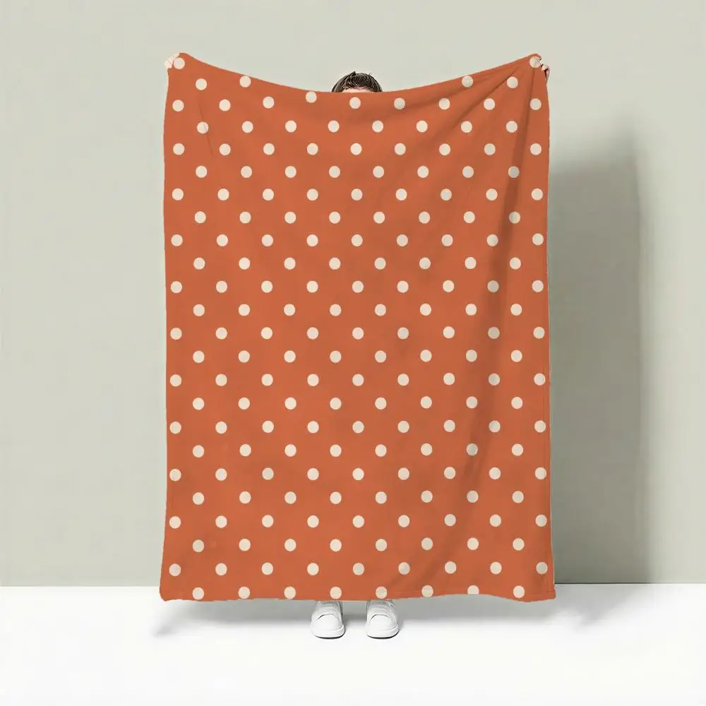 Contrast Dot Set Throw Lightweight 240g Flannel Blanket Soft Skin-friendly for Summer Cooling