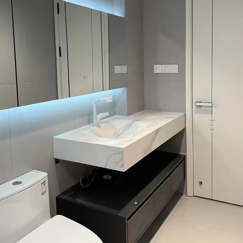 Bathroom Cabinet Hot Bending Integrated Slate Face Wash Sink Wash Smart Washbasin Combination Toilet Hotel Wind