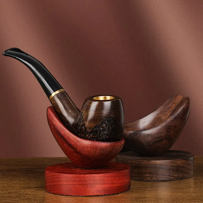 Tobacco Pipe Wooden Holder Rosewood / Ebony Wood Single Rack Stand Base Spoon Shape Display Stand