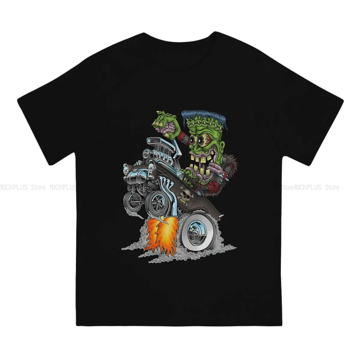 Wheelie Men TShirt Frankenstein O Neck Tops Polyester T Shirt Humor Birthday Gifts