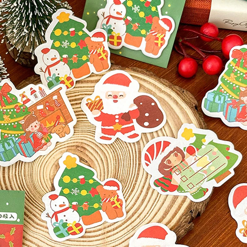 20Sheets Cartoon Cute Christmas High-Looking Student Self-Adhesive Plan Notebook Creative Sticky Note Learning Office Supplies