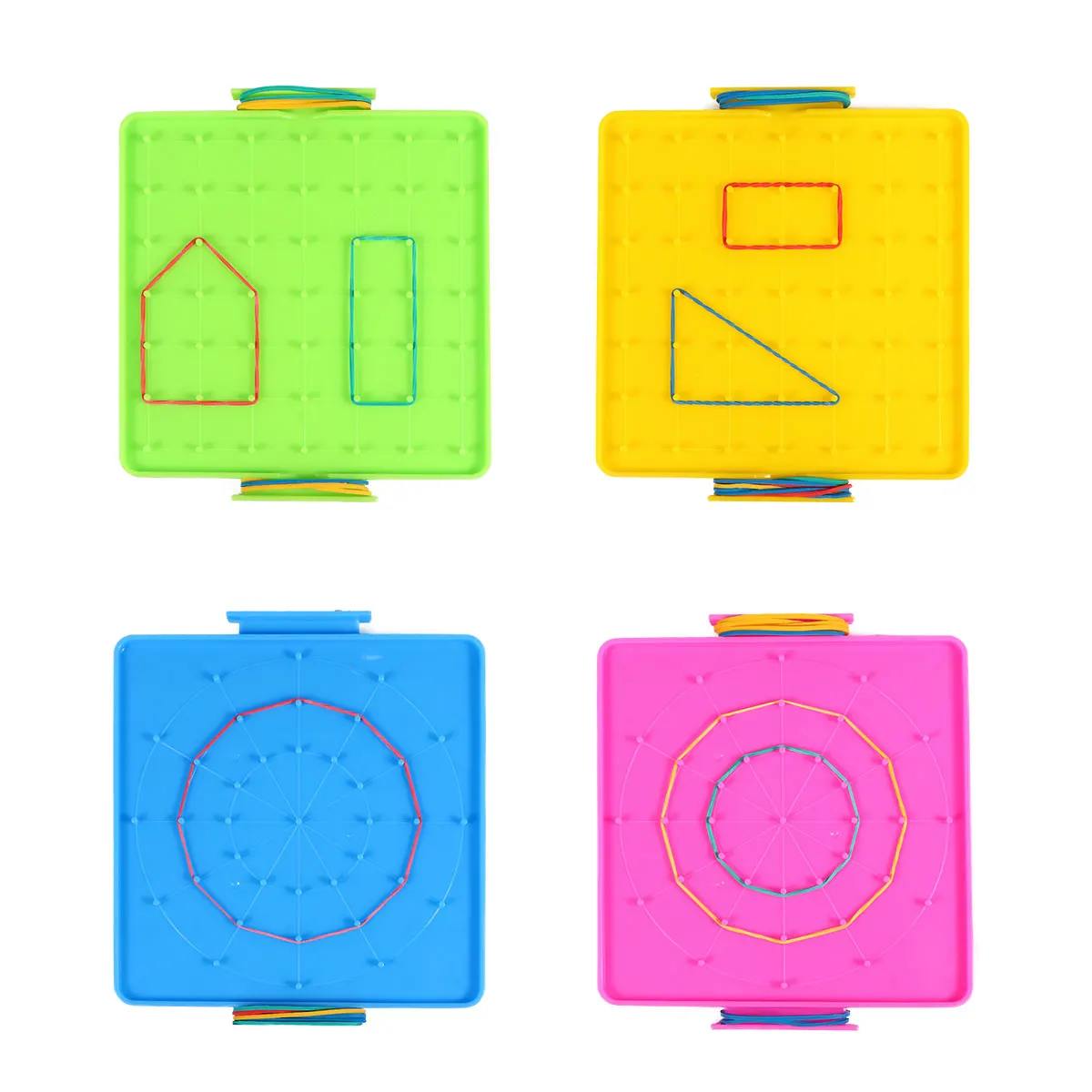 

4 Pcs Nail Board Teaching Aids Geoboard Double Sided Plastic Boards Geometric Peg Child Shape Learning
