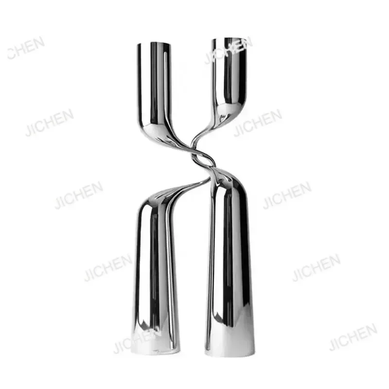 

ZQ H-образный подсвечник из нержавеющей стали, канделябры, металлический роскошный двуглавый центральный стол, украшение для гостиной, дома, подарок, идентификатор