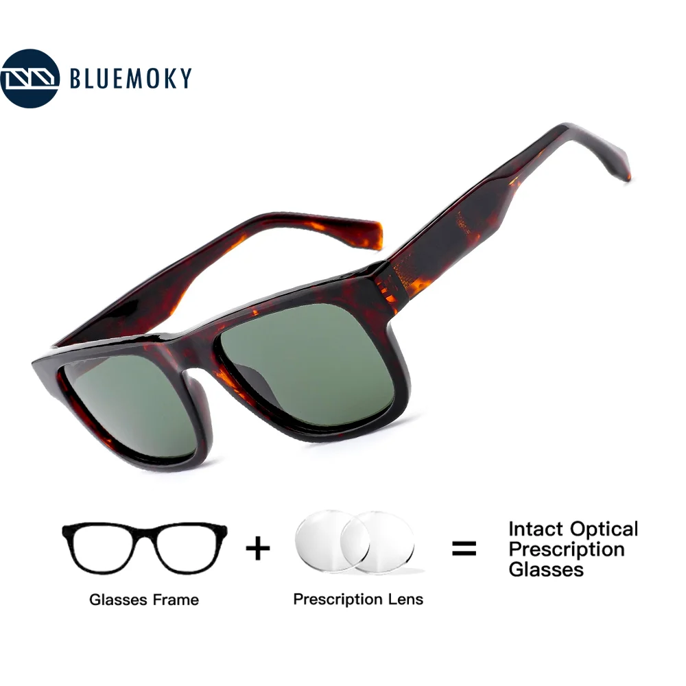 

BLUEMOKY Modish Rectangle Polarized Prescription Sunglasses For Men Women Fashion Uv400 Protection Corrective Sun Glasses