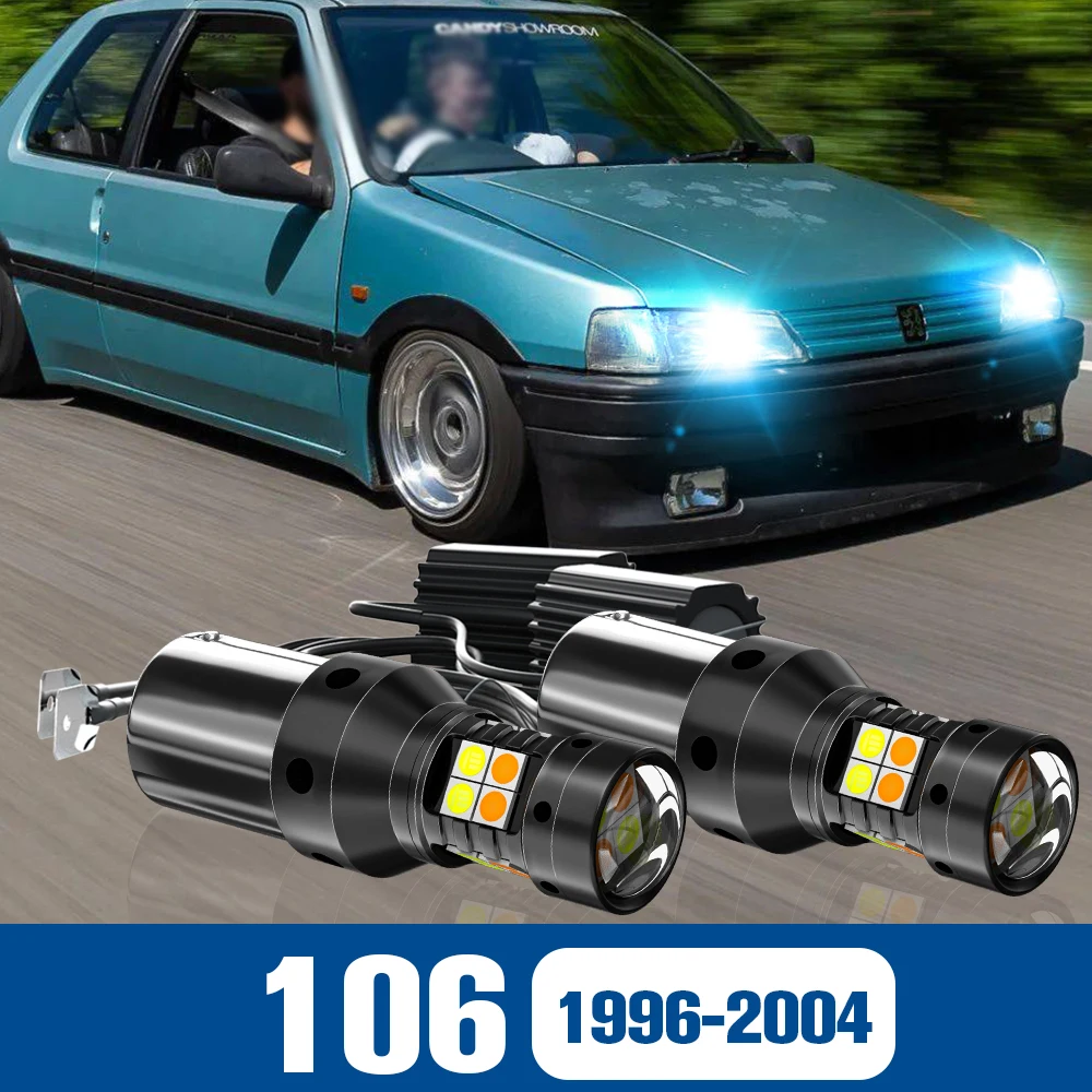 

2pcs LED Dual Mode Turn Signal+Daytime Running Light DRL Accessories Canbus For Peugeot 106 1996-2004 1999 2000 2001 2002 2003