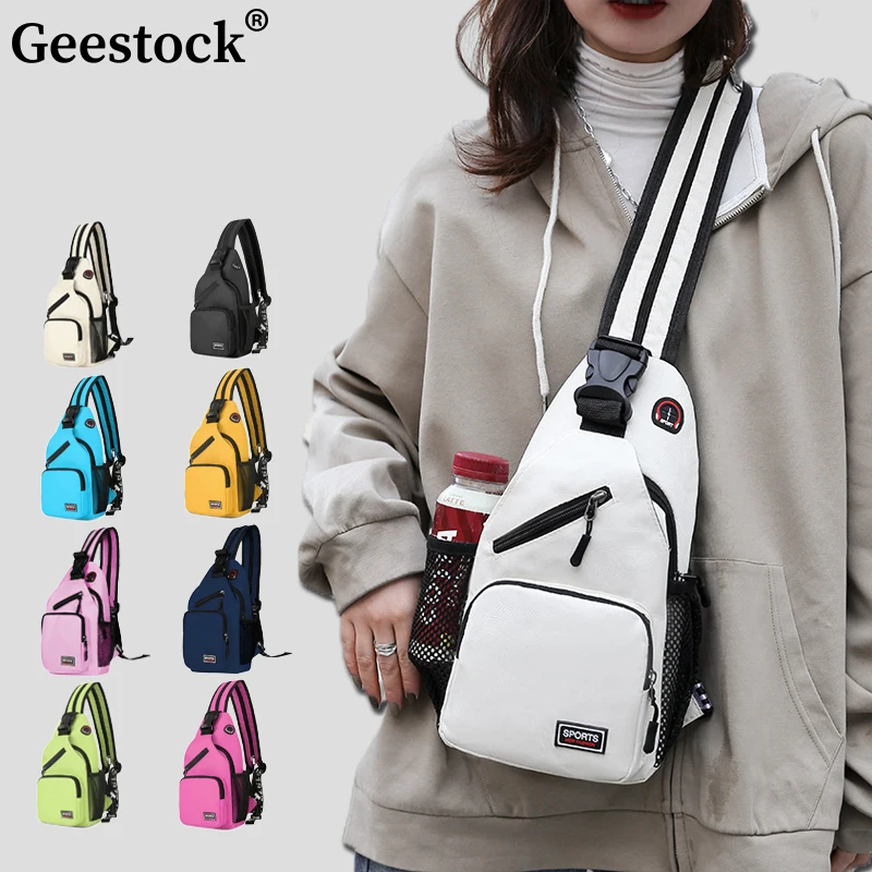 Geestock Small Crossbody Bags For Women Sling Chest Bag Female Mini Travel Sport Shoulder Pack Messenger Bags With Earphone Hole