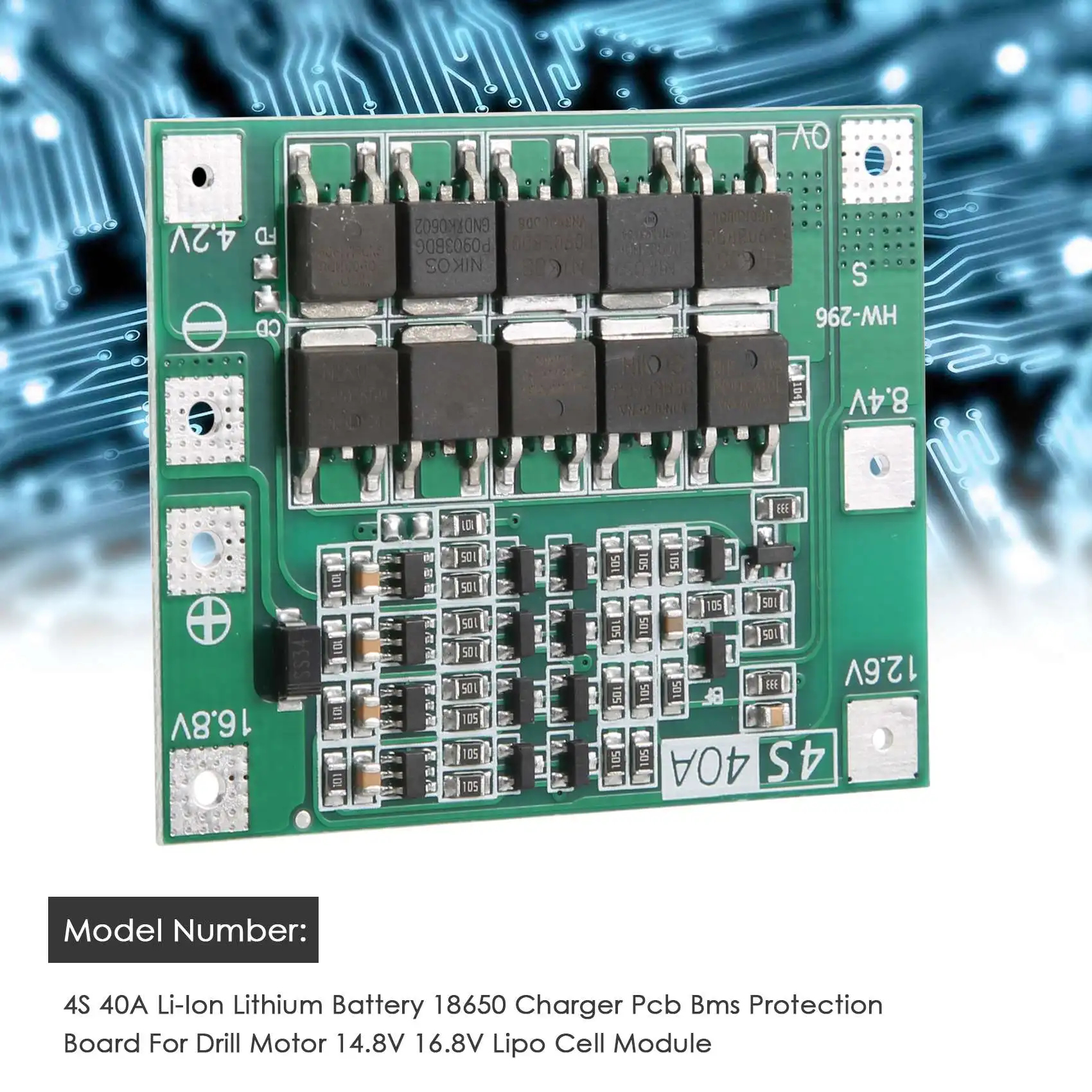 ABSQ-4S 40A Li-Ion Lithium Battery 18650 Charger Pcb Bms Protection Board for Drill Motor 14.8V 16.8V Lipo Cell Module