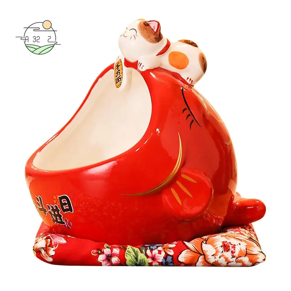 

A32Z-Счастливый кот, конфетная коробка, милый счастливый кот, копилка, китайский домашний декор для привлечения богатства и удачи