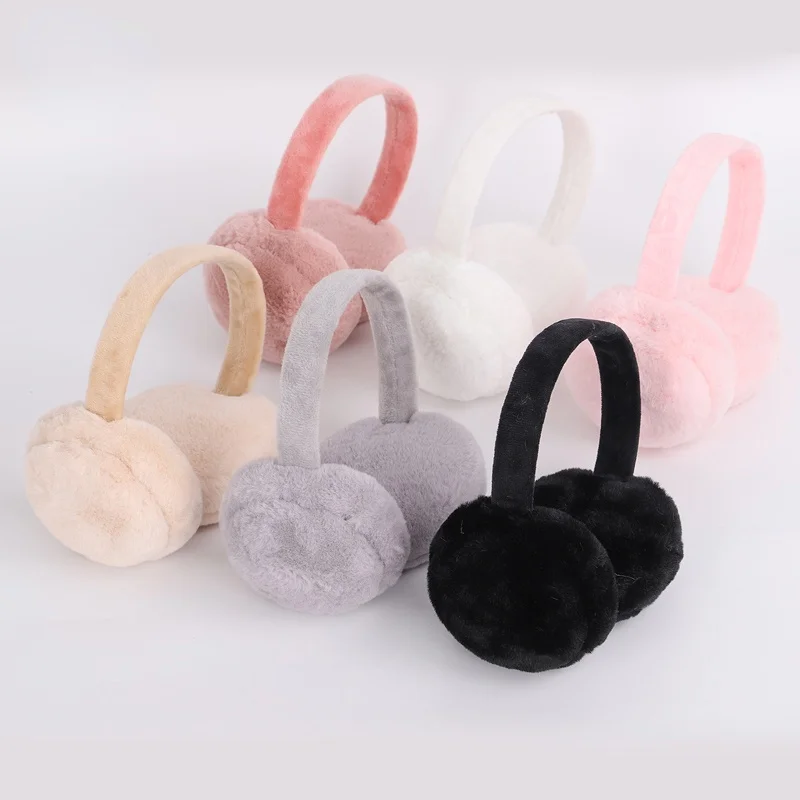 Earmuff feminino inverno redondo almofada de ouvido de pelúcia mais quente neve à prova de vento e quente muffs de ouvido