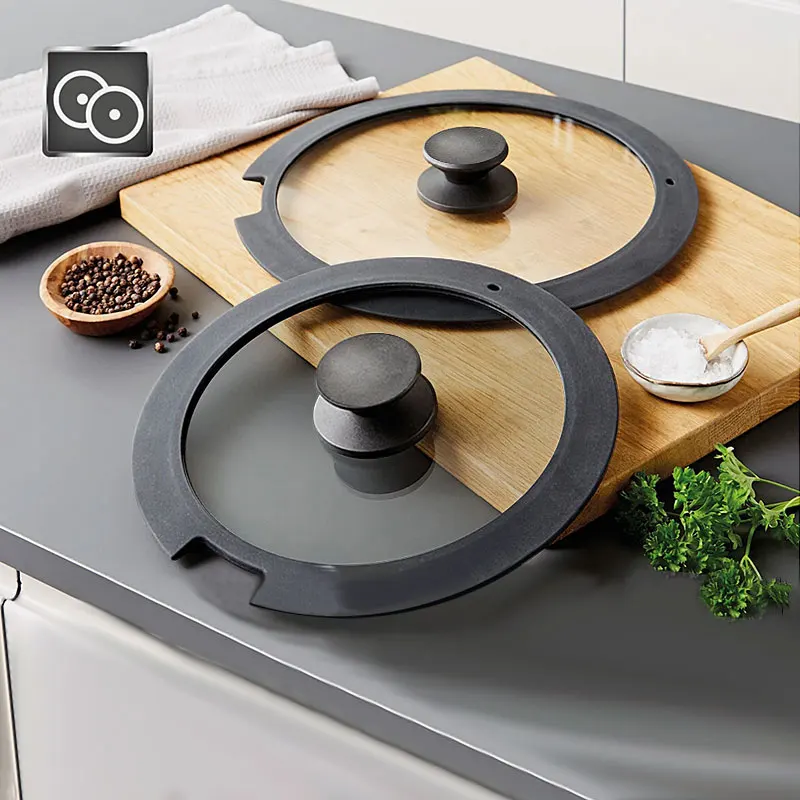 الغذاء الصف سيليكون استبدال غطاء مقلاة العالمي الزجاج المقسى غطاء وعاء ل 18/20/26 سنتيمتر المقالي الأواني مقالي غطاء تجهيزات المطابخ #6