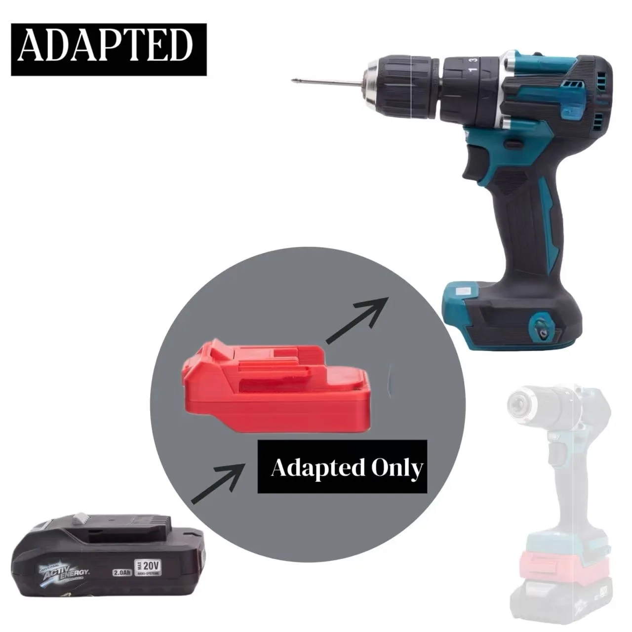 

Convert Adapter for Aldi Ferrex Activ Energy 20V Li-ion Battery to for Makita 18V Tools (Not include tools &battery)