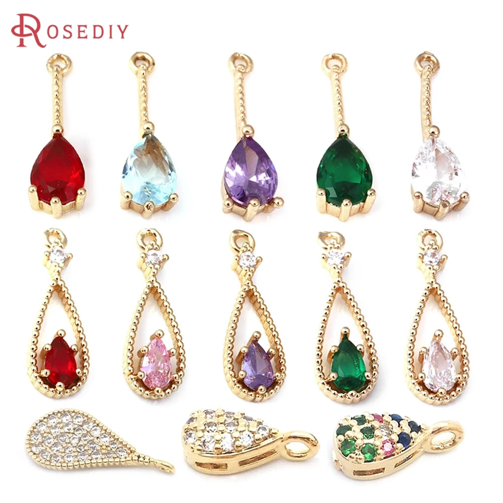 18K Goldfarbene Tropfenförmige Anhänger Hochwertige Halsketten- und Ohrring-Accessoires DIY Schmuckzubehör Rosediy Offizieller Shop