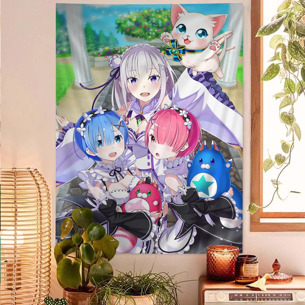 

Re Zero Anime Hippie Wall Hanging Tapestries Art Science Fiction Room Home Decor Kawaii Room Decor