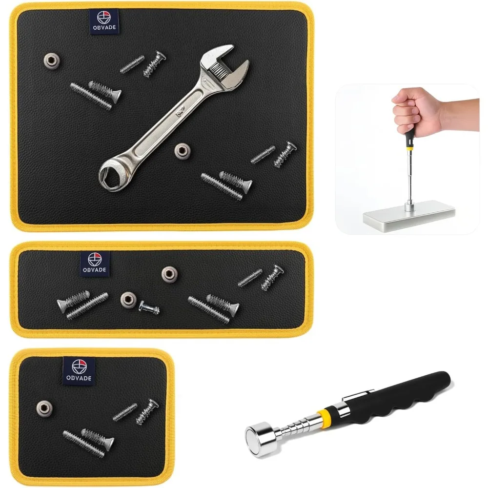 

Magnetic Tool Mat Set with Telescoping Pickup 40LB Grip for Screws Parts Garage Workshop Organizer DIY