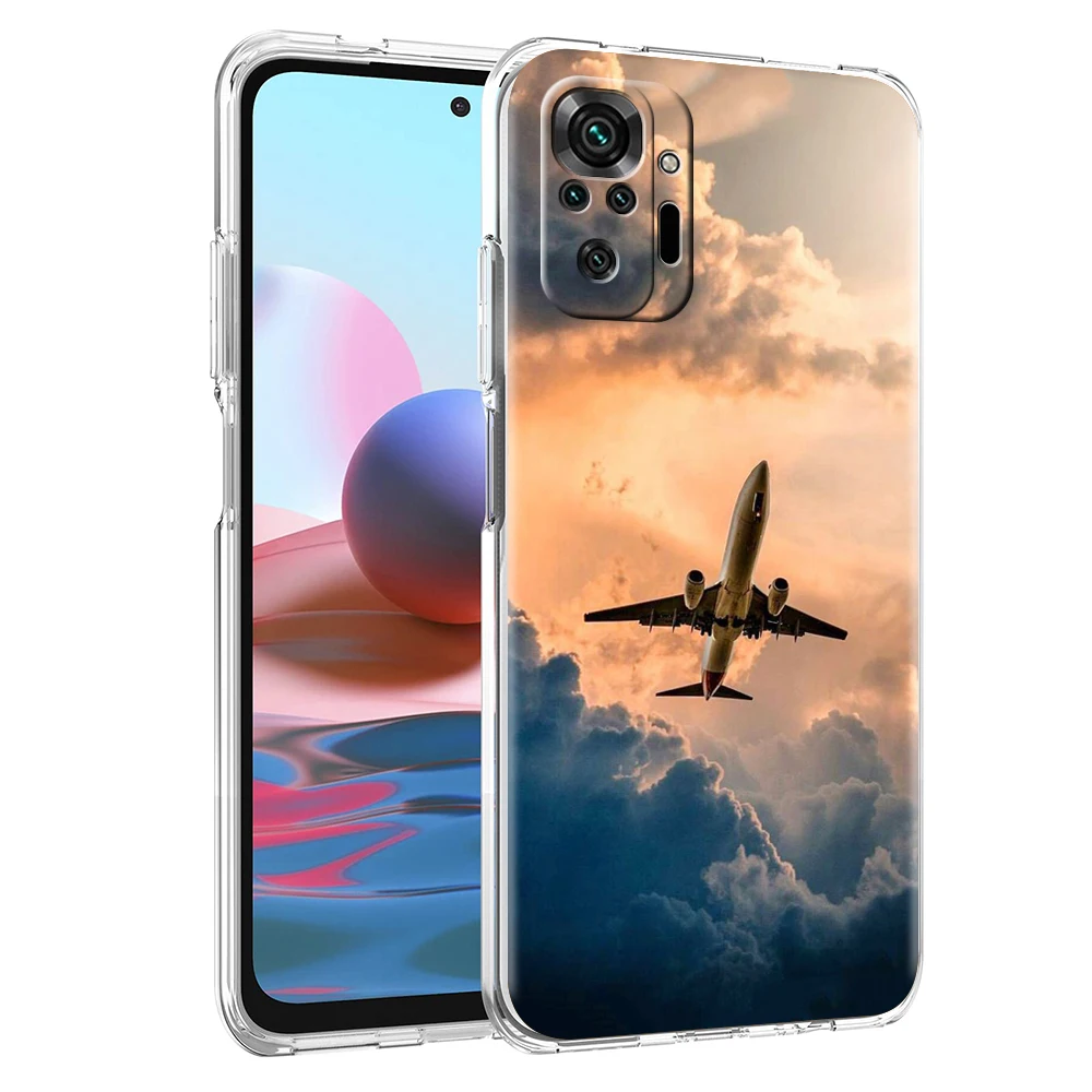 Aircraft Plane Airplane Transparent Phone Case For Redmi K40 8A 9A 9C 7 8 8T 9 9S 10 Pro Gaming Note 11 11T 12T 10 Plus Shell