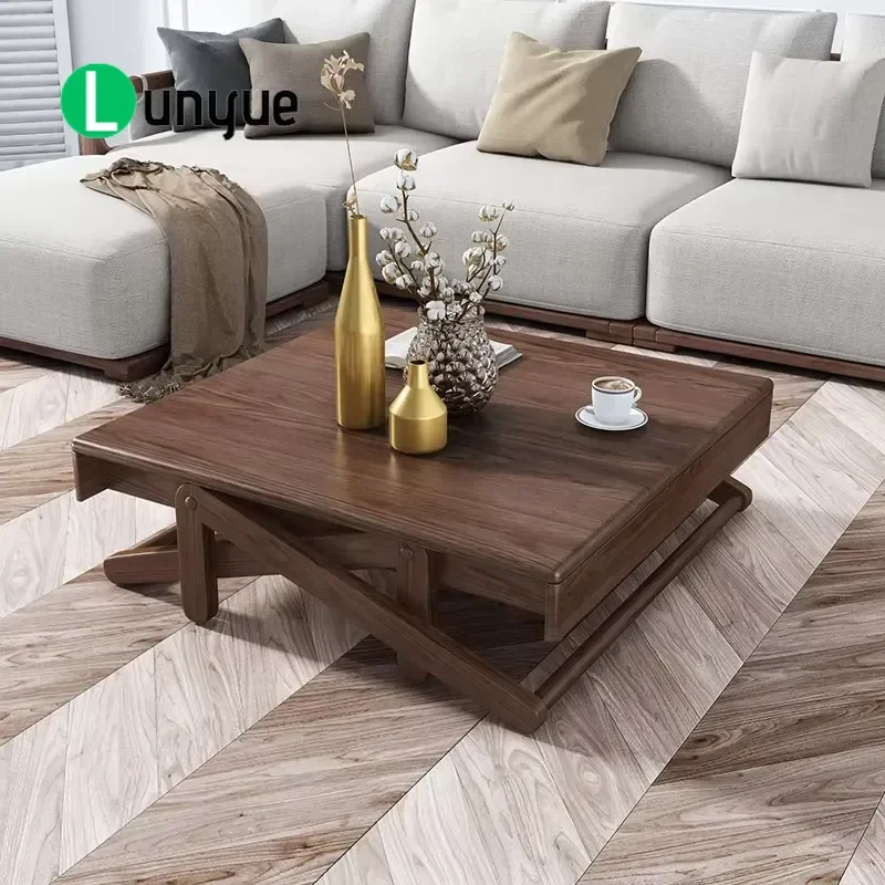 Height Adjustable Coffee Table Modern Wood Design for Living Room Tea House Creative Furniture Sturdy Durable Home Decor