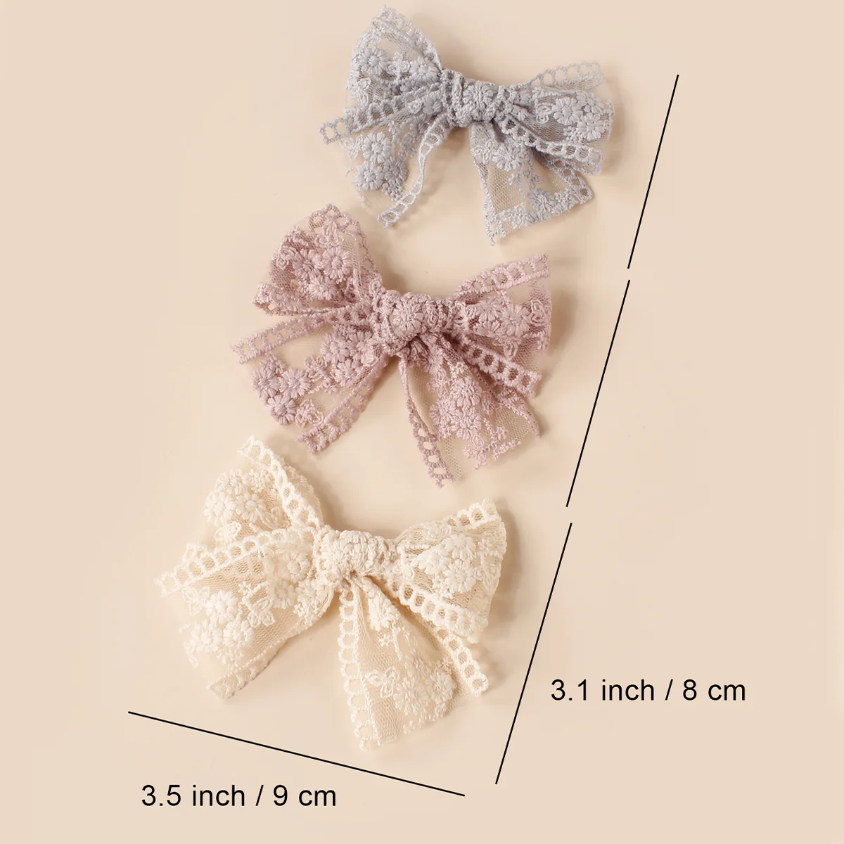 3Pcs/Set Girls Princess Hair Accessories Lace Bow Hairpins For Children Kids Cute Bang Clips