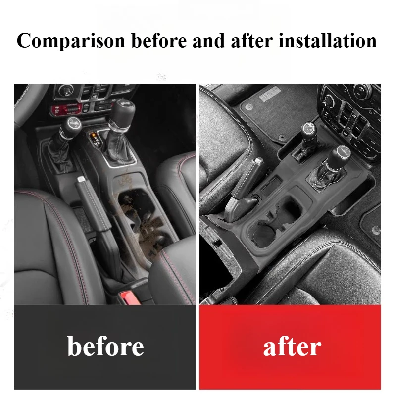 All-in-One Center Console Silicone Pad Gear Shift Cover Cup Mat Organizer Pocket for Jeep Wrangler 2025 Interior Modification