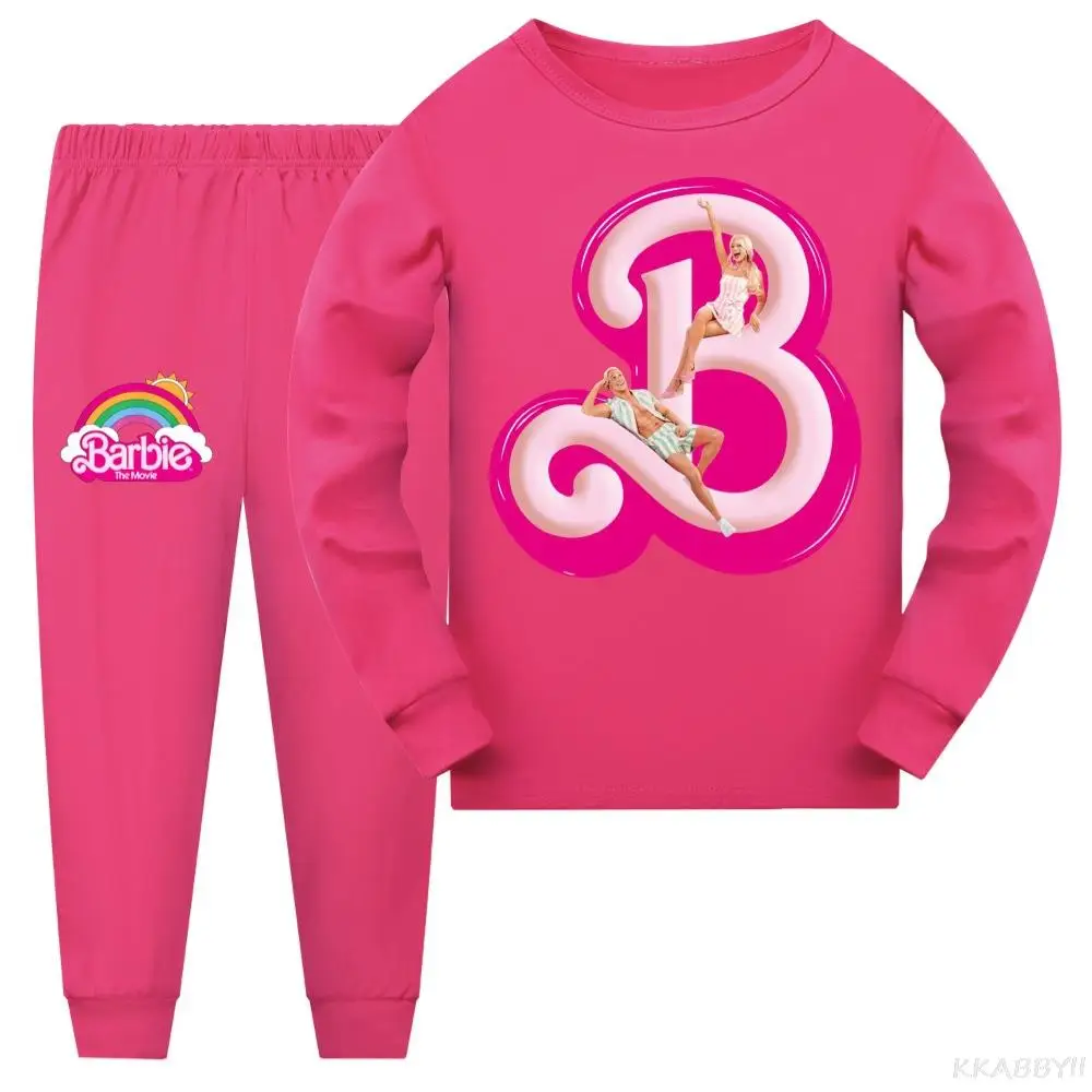 Boys Girls Pajama Sets Long-sleeves Cotton Set Sleepwear Children Christmas Nightwear Cartoon Barbie Pyjamas For Kids