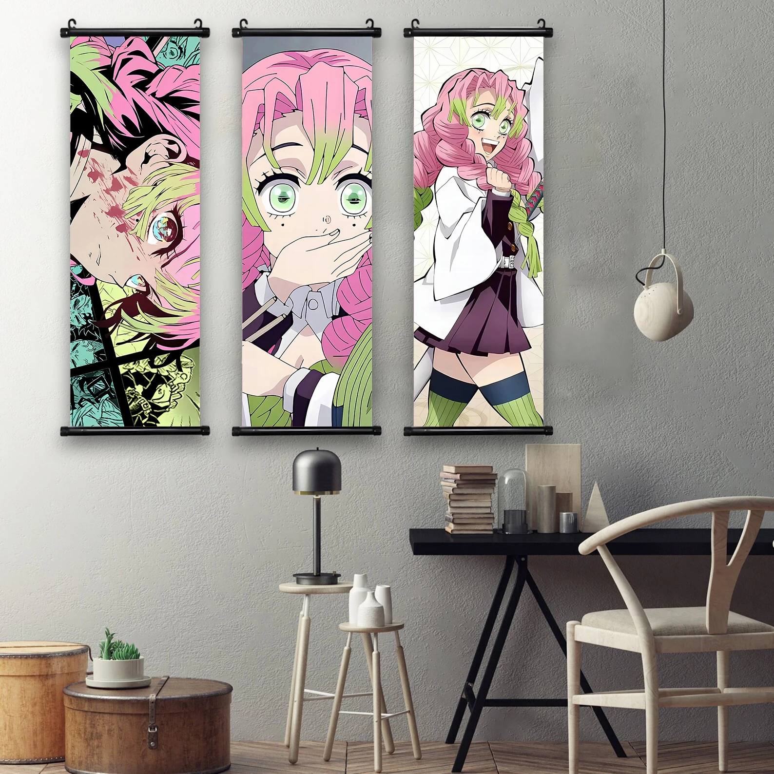 HD Demon Slayer Mitsuri Kanroji Scroll Wall Hanging Art Bedroom Living Room Decoration Home Decor Kids Gifts Canvas Prints Anime