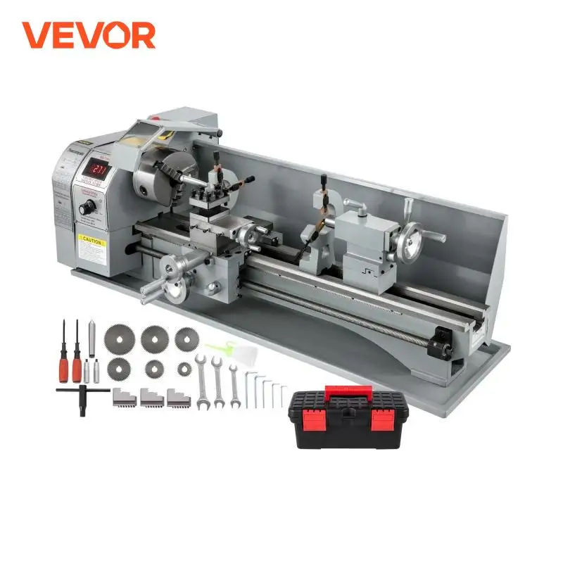 

VEVOR Mini Metal Lathe Machine 8.7x29.5 inch / 220x750MM 1100W Infinitely Variable Speed LED for Counter Face Turning Driling