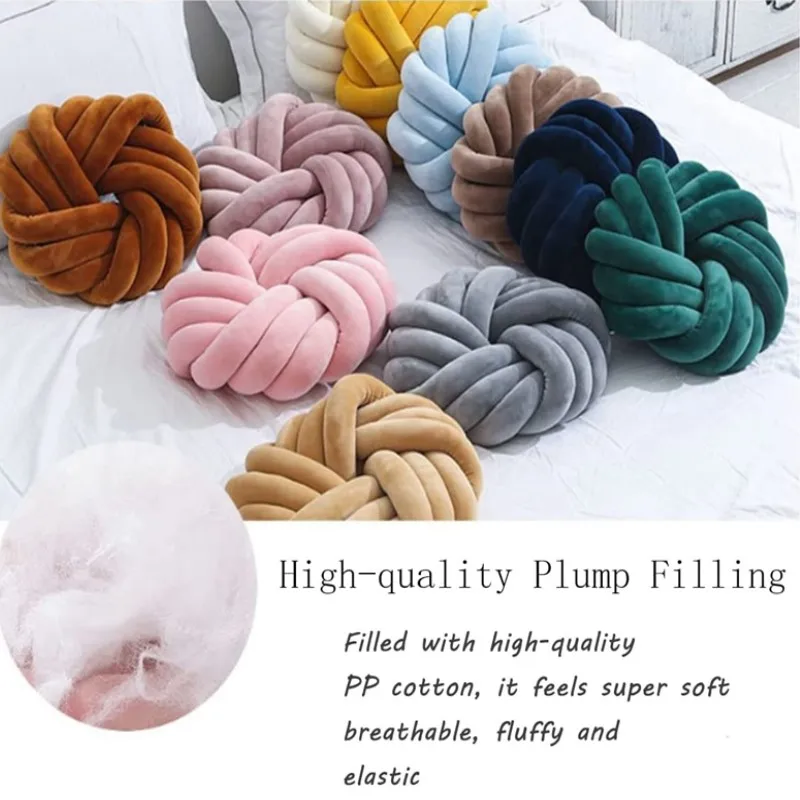 Green Handmade Knotted Ball Pillow Sofa Back Stuffed Cushion Cute Plush Throw Pillow Sofa Cushion Christmas Home Accessories - view 4