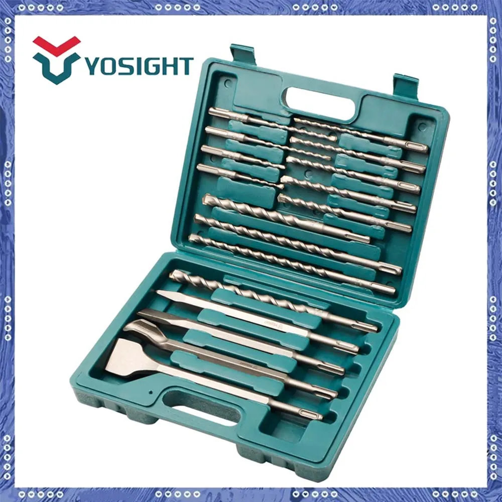 17PCS Versatile SDS Plus Hammer Drill Bits & Chisel Set – Durable Carbide-Tipped for Concrete, Brick, Stone with Storage Case