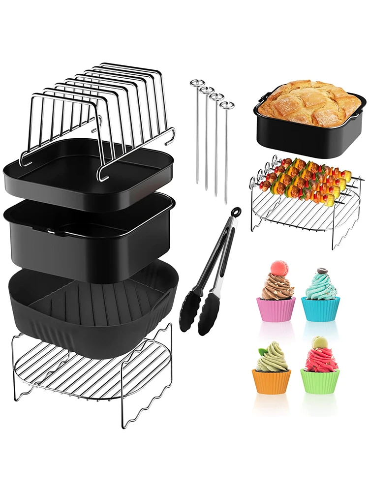 Accessoires de friteuse à Air pour Cosori 5,5l, Cecotec 6L, 6,5l, Ninja 6,2l XXL, moule de friteuse à Air carré en Silicone