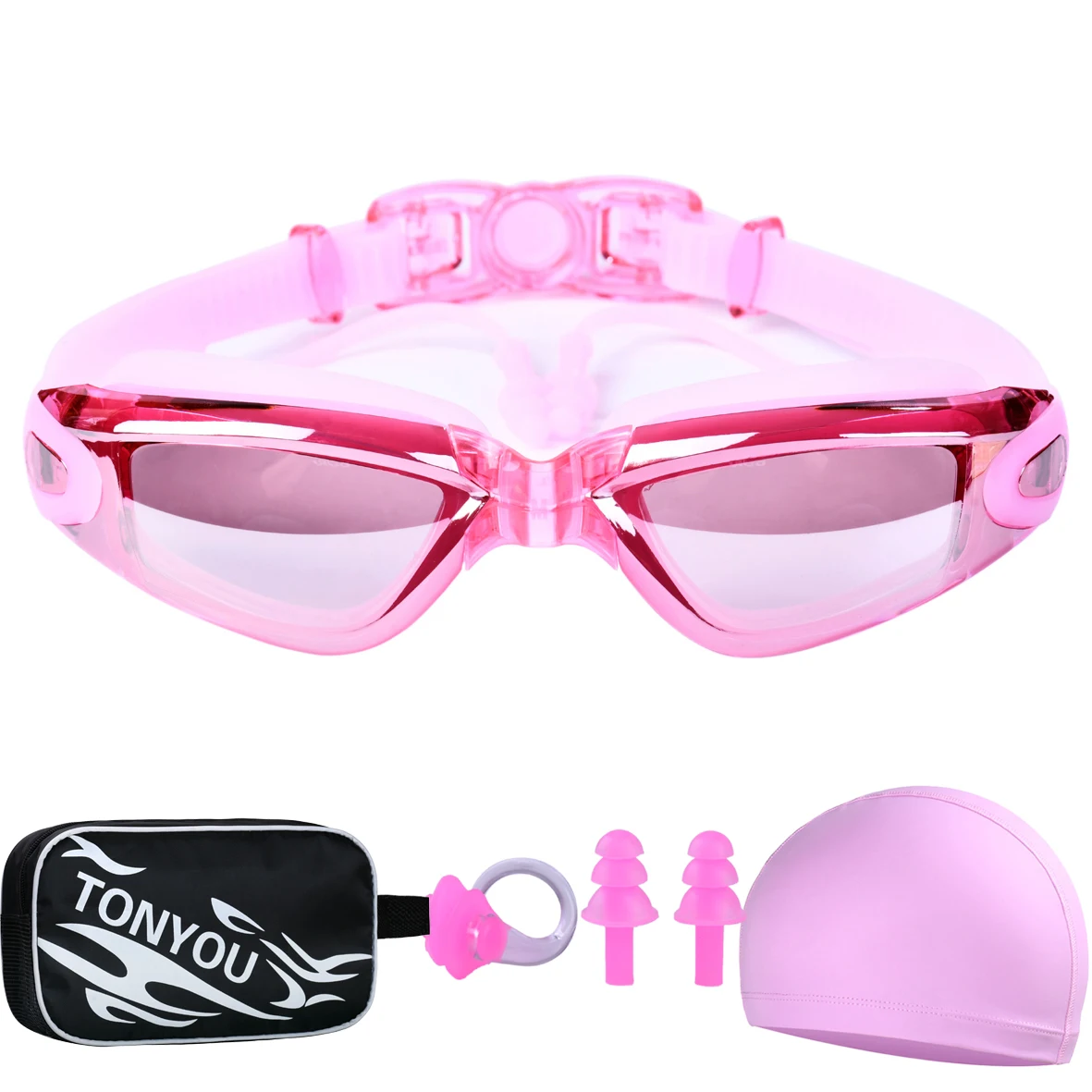 Adult Swimming Goggles High-Definition Anti-Fog Men and Women Professional Waterproof Earplugs Swimming Goggles