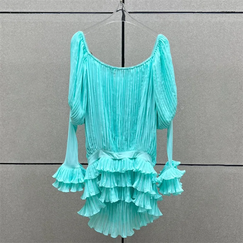 Vestidos femininos novo outono 2025 em camadas plissado borda magro mini vestido sexy fora do ombro vestidos curtos vestidos de festa vestidos de noite