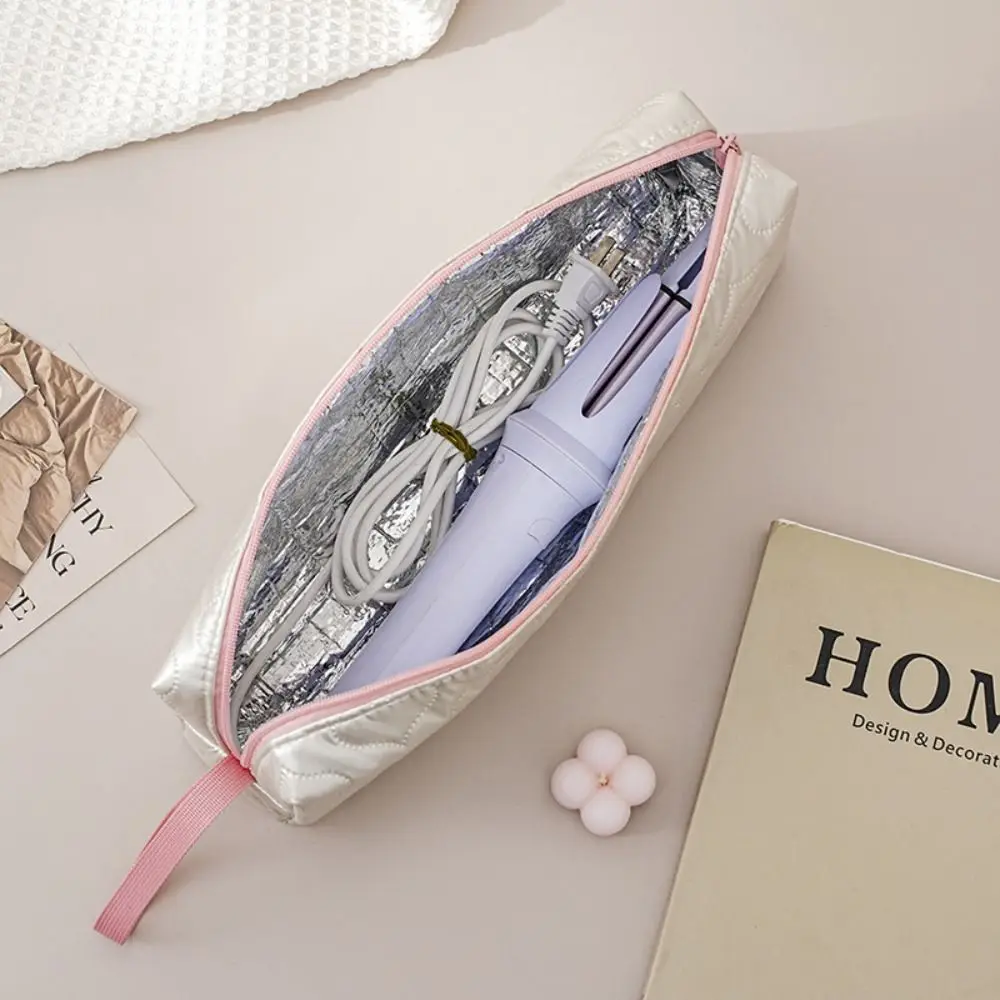 PU Leather Hair Dryer Storage Bag Heart-shaped Large Capacity Curler Storage Bag Soft Dustproof Hair Dryer Carrying Case