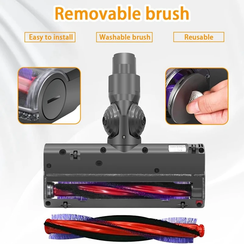 Electric Brush Head For Dyson V7 V8 V10 V11 V15, Floor Nozzle Replacement Parts Anti Tangle Brush Head