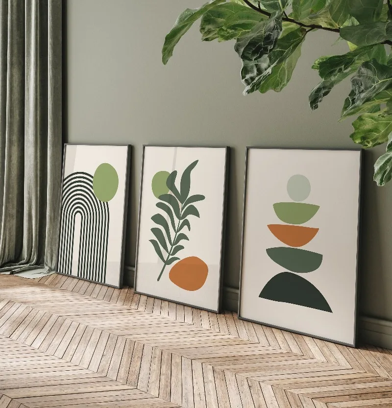 3PCS frameless decorative art print,Boho Abstract Wall Art Prints, Boho Wall Decor, Set of 3 Prints, Scandi Art, Mid Century Pri