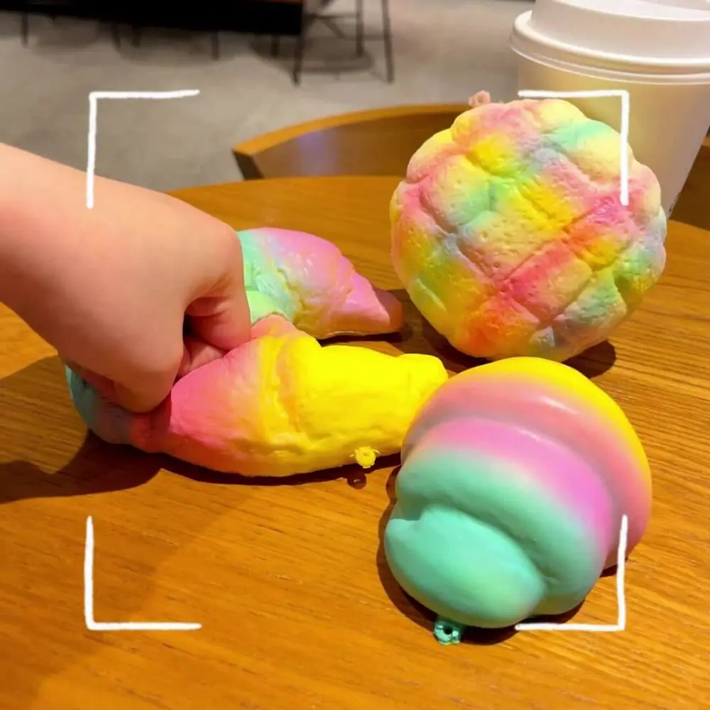 Pineapple Bread Rainbow Croissant Squishy Hand Relax Sticky Sensory Fidget Ball Pinch Slow Rising Twist Slow Rebound
