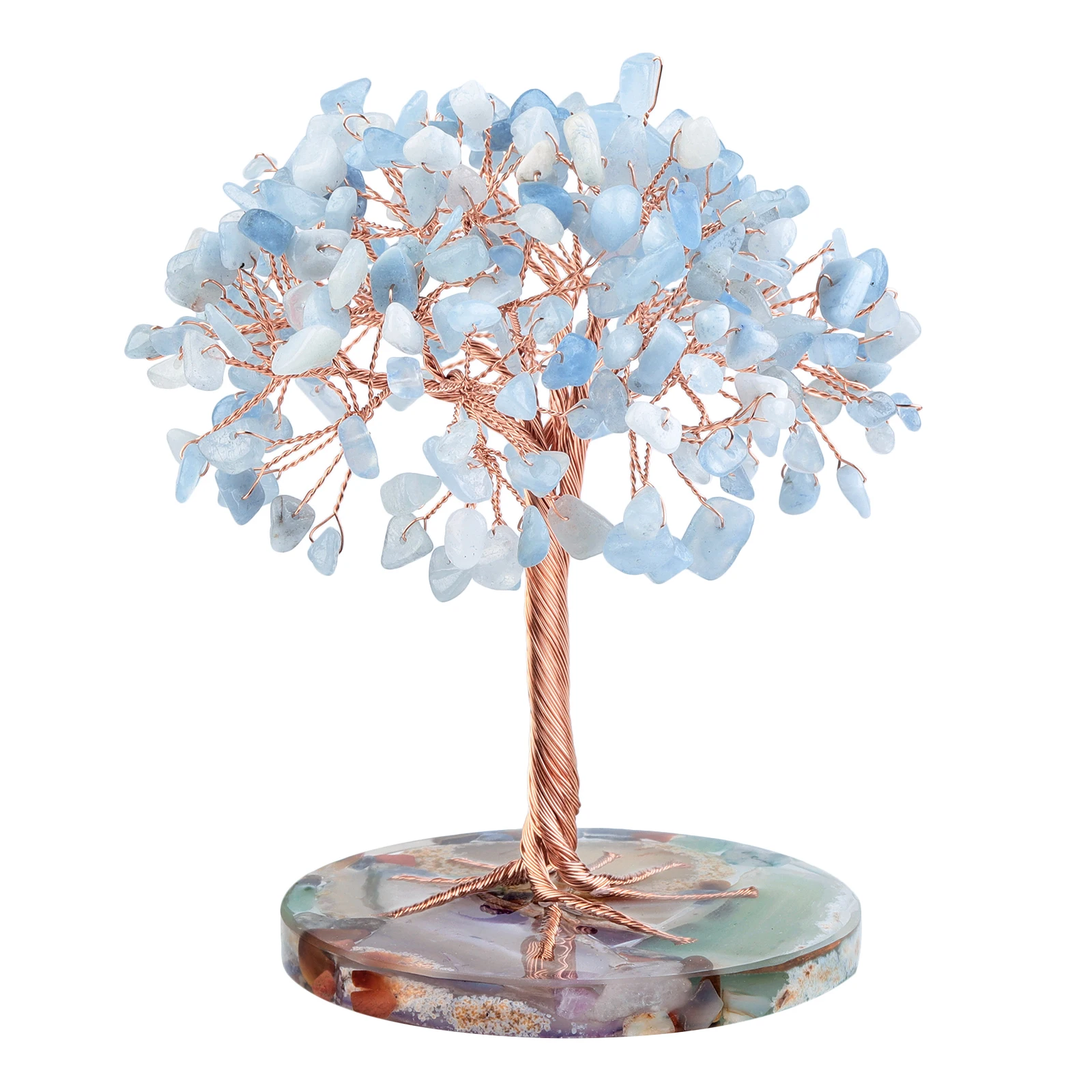 

Mini Crystal Tree With Agate Slice Resin Base Natural Amethyst Gemstone Lucky Money Tree For Fengshui Room Decor Home Ornaments