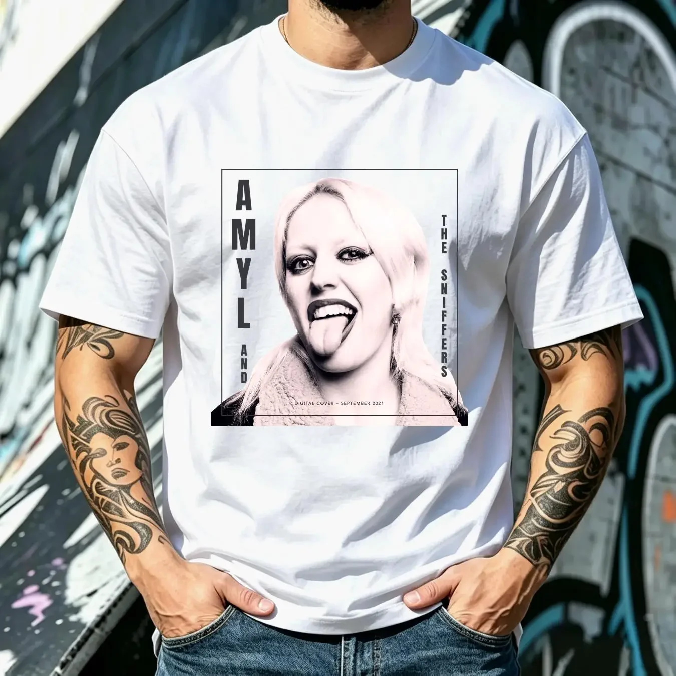 washed T Shirt Amyl and the Sniffers For Family White Cotton vintage Washed Breathable fashion Stylish Top For Everyday Wear