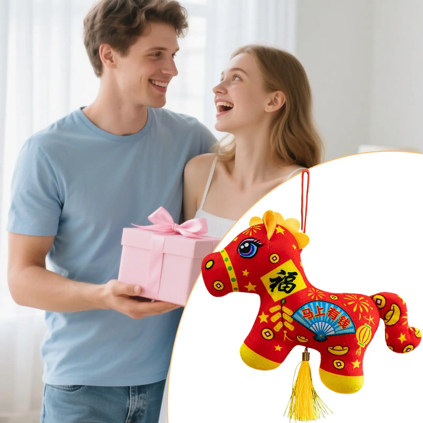 Pferd Stofftier Chinesische Plüsch Puppe Anhänger Pferd Puppe Für Männer Familie Freundin Mädchen Junge Kinder Geburtstag Auto Wohnkultur Neue