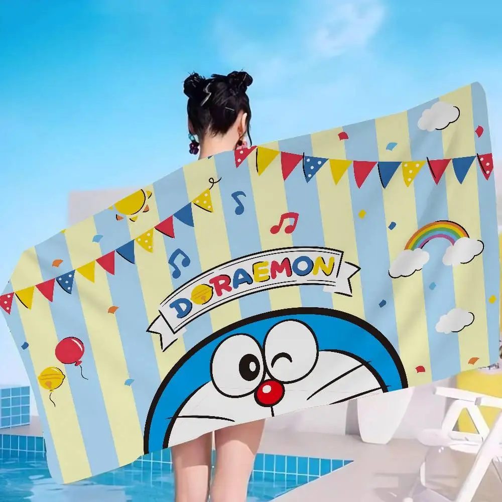 D-Doraemon-Cartoon Anime Beach Swimming Towel Soft Absorbent Washcloth Children's Gifts for Kids Travel Camping Gym