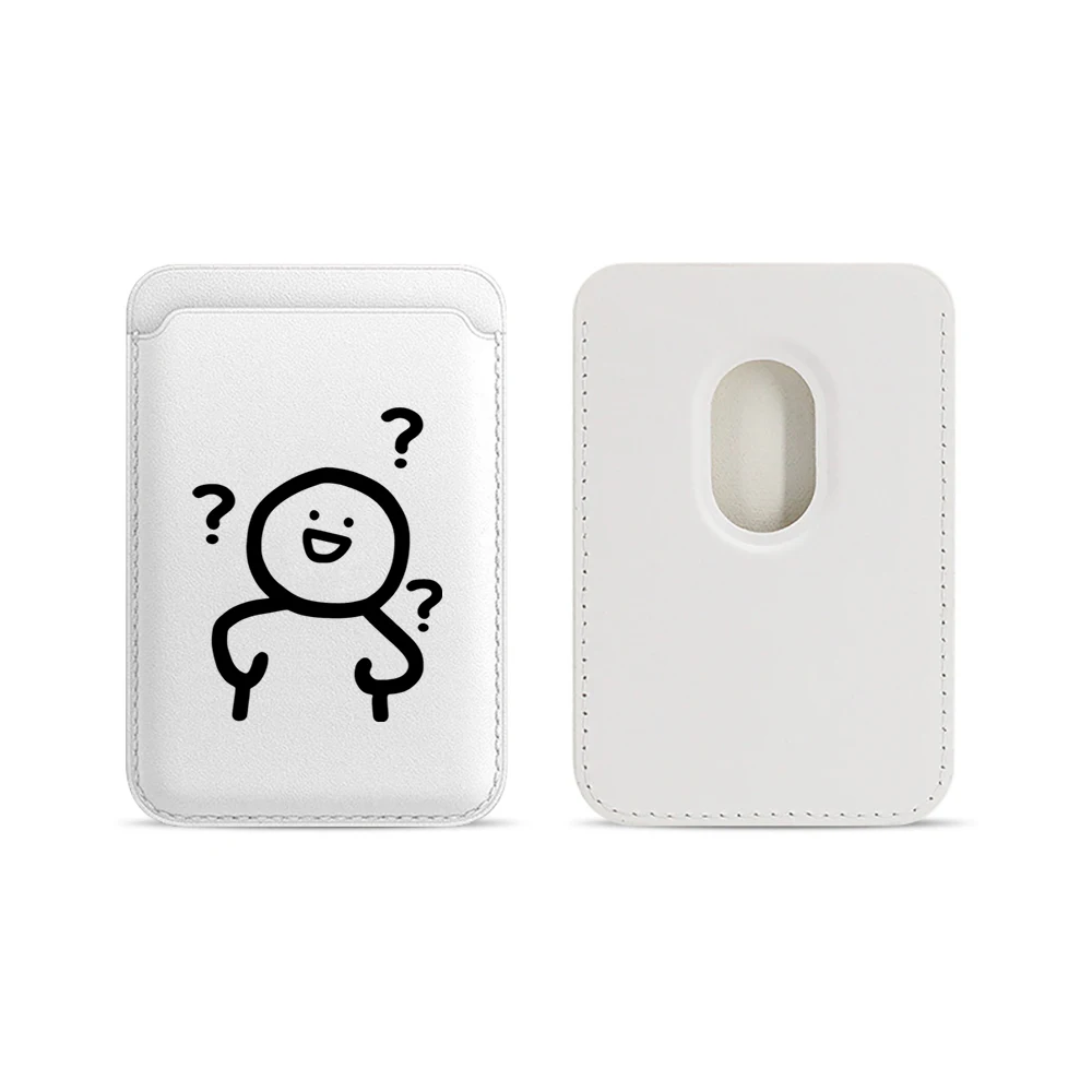 Question Mark Little Man Leder-Kartenetui Telefonkartenhalter für Magnetische Hülle Geeignet für alle iPhone Magsafe Karten-Handytaschen – Detail 5
